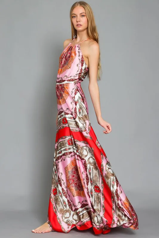 Halter Print Maxi Dress