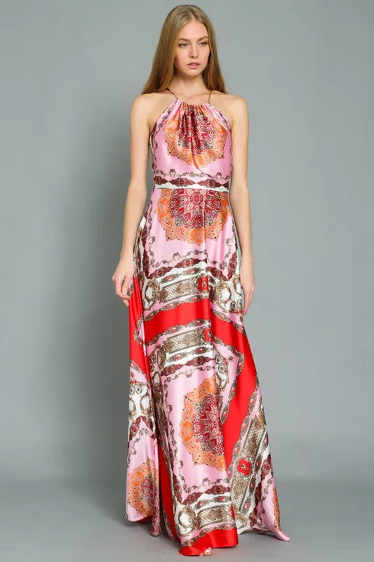 Halter Print Maxi Dress