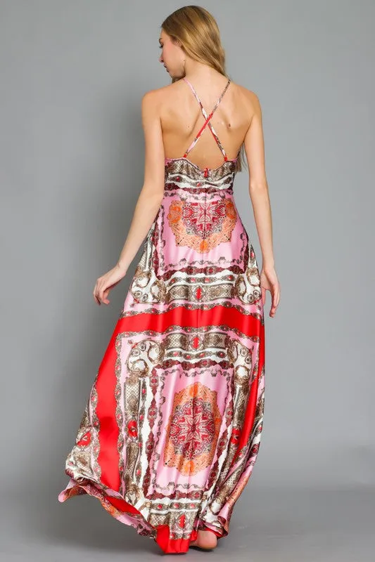 Halter Print Maxi Dress