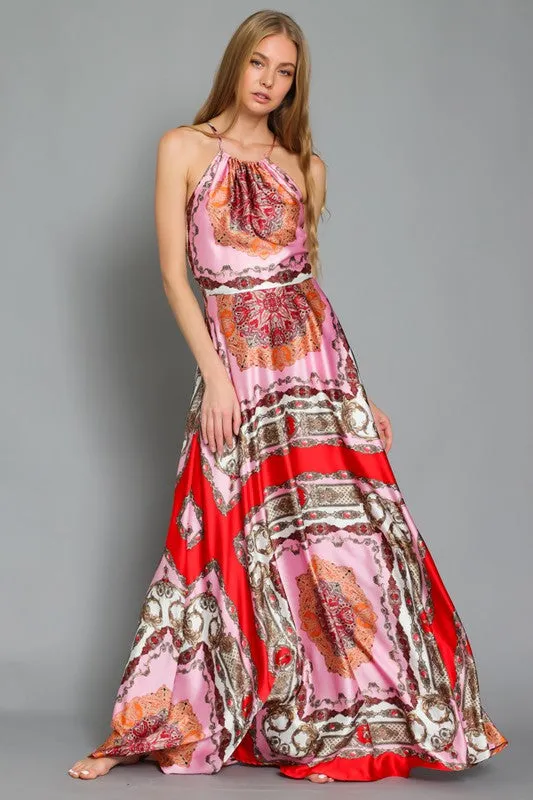 Halter Print Maxi Dress