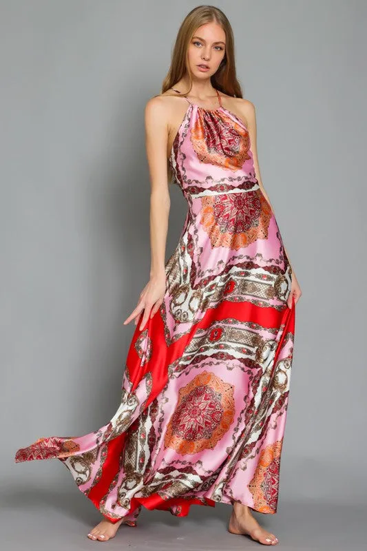 Halter Print Maxi Dress