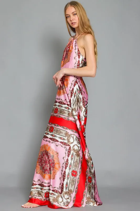 Halter Print Maxi Dress