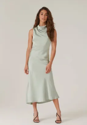 High-Neck Slip Dress in Sage Green