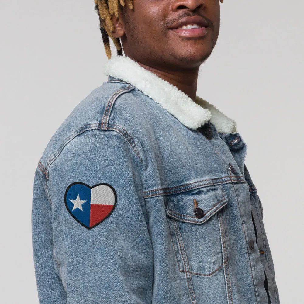 High Quality Heart-Shaped Embroidered Texas Flag Patch