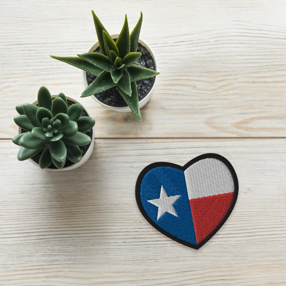 High Quality Heart-Shaped Embroidered Texas Flag Patch