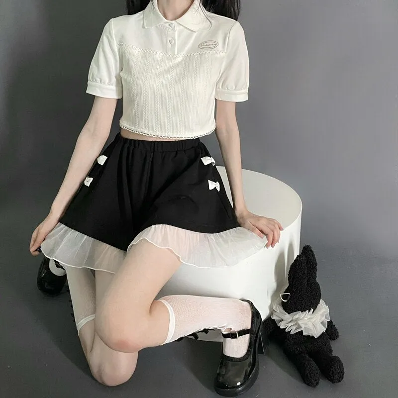 High-Waisted Skirt With Laced Hem