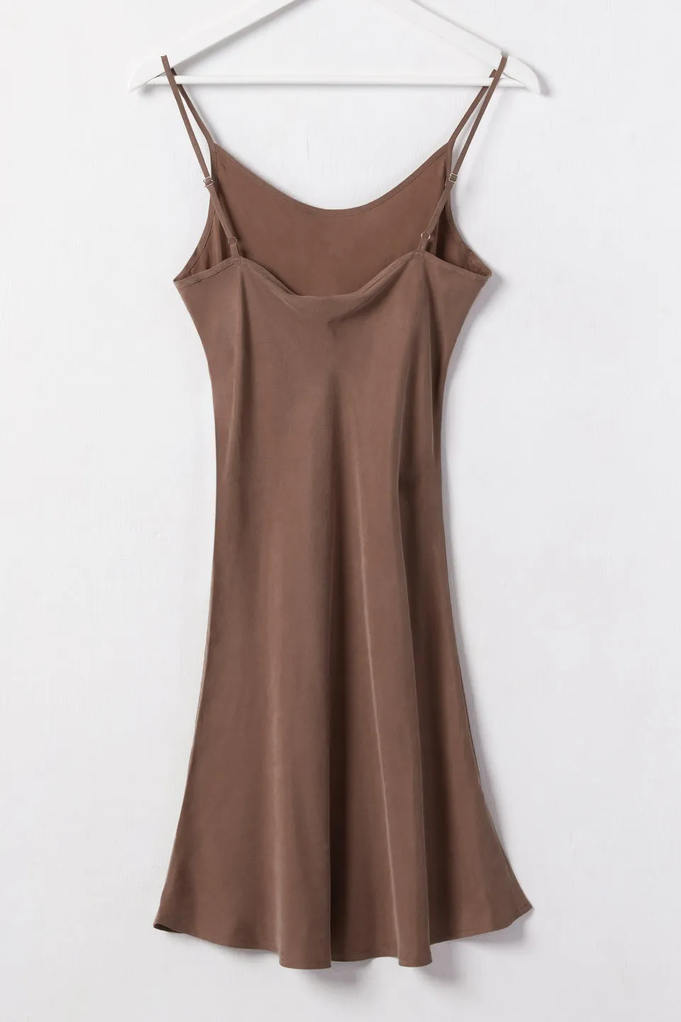 Holiday Fling Nutmeg Cupro Bias Slip Mini Dress