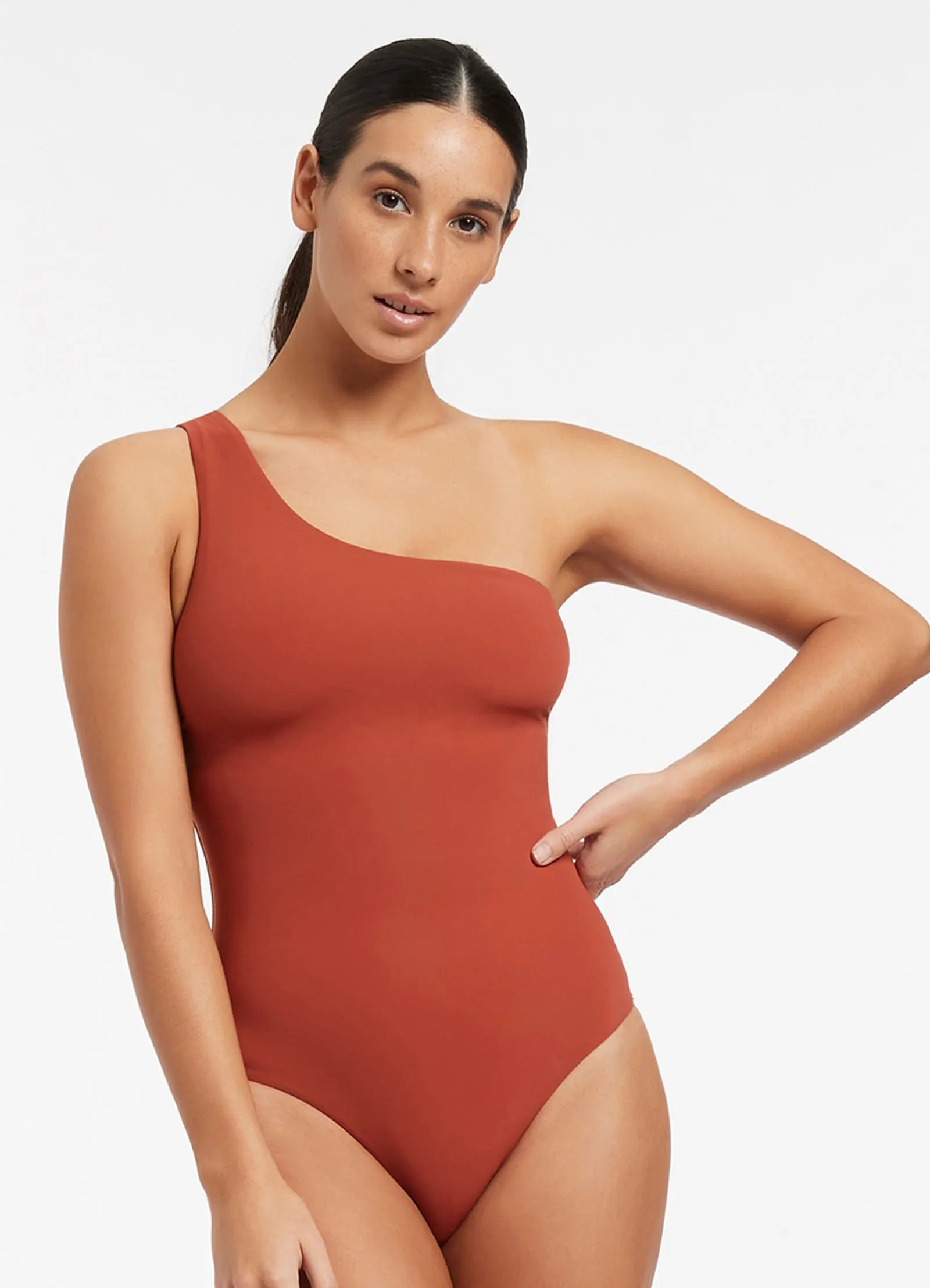 Jetset One Shoulder One Piece - Russet