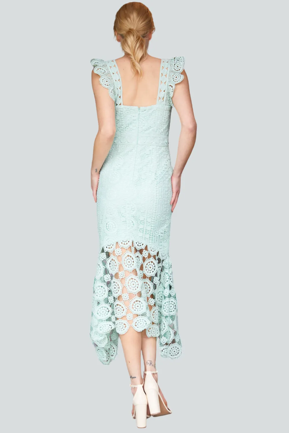 Laced in Mint Lace Midi Dress