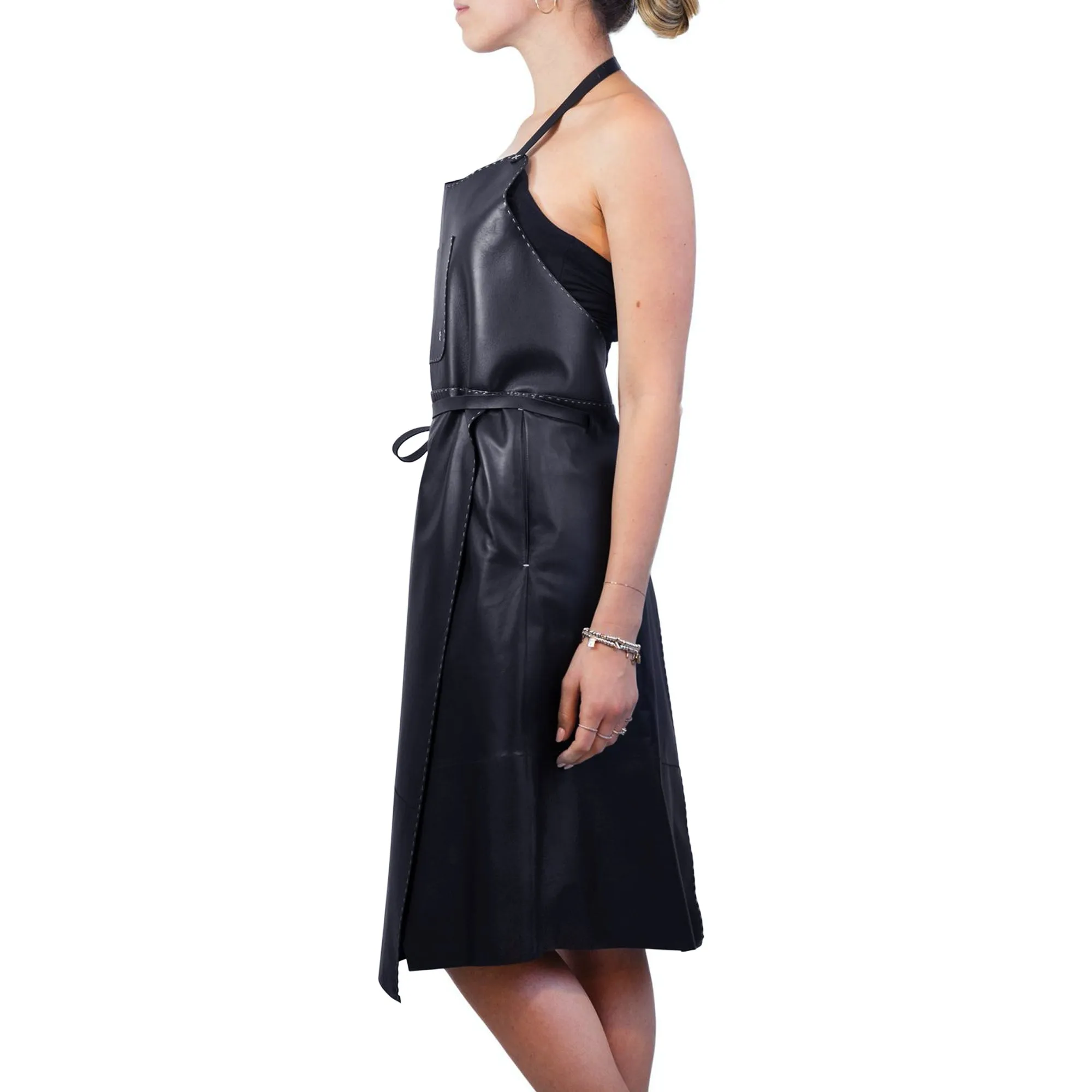 Leather Apron Dress Black