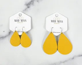 Leather Teardrop Earring Yellow