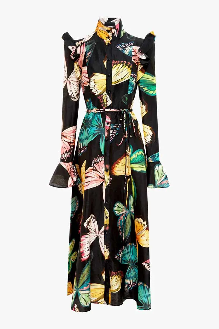 LEO LIN Katrina Butterfly Sleeve Midi Dress