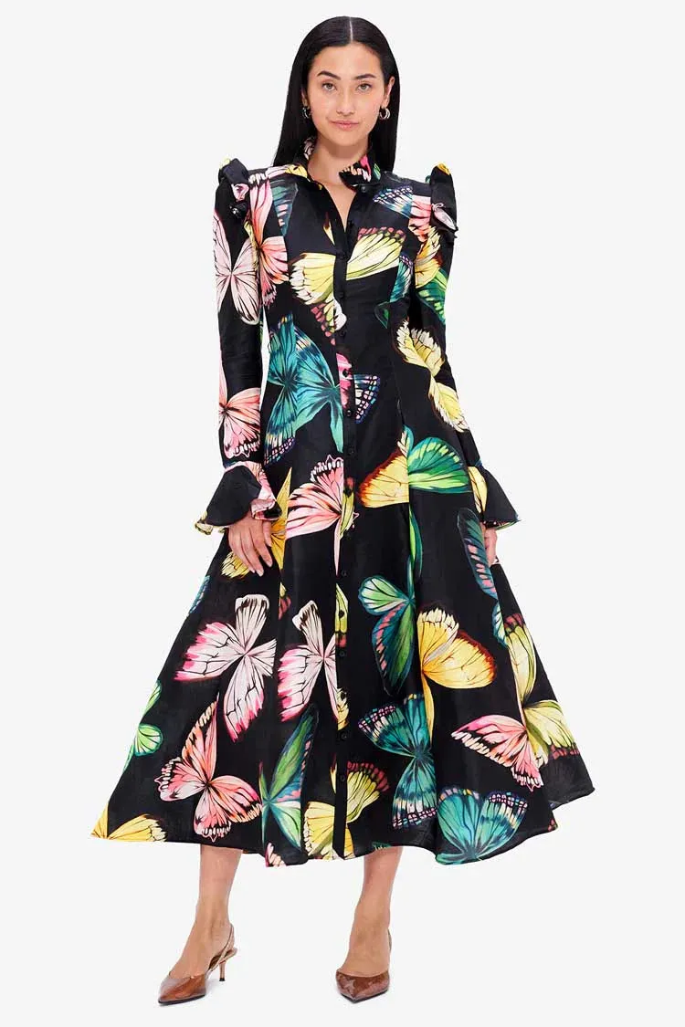 LEO LIN Katrina Butterfly Sleeve Midi Dress