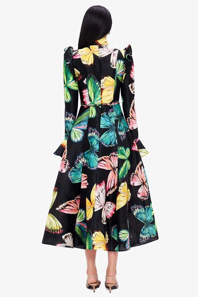 LEO LIN Katrina Butterfly Sleeve Midi Dress