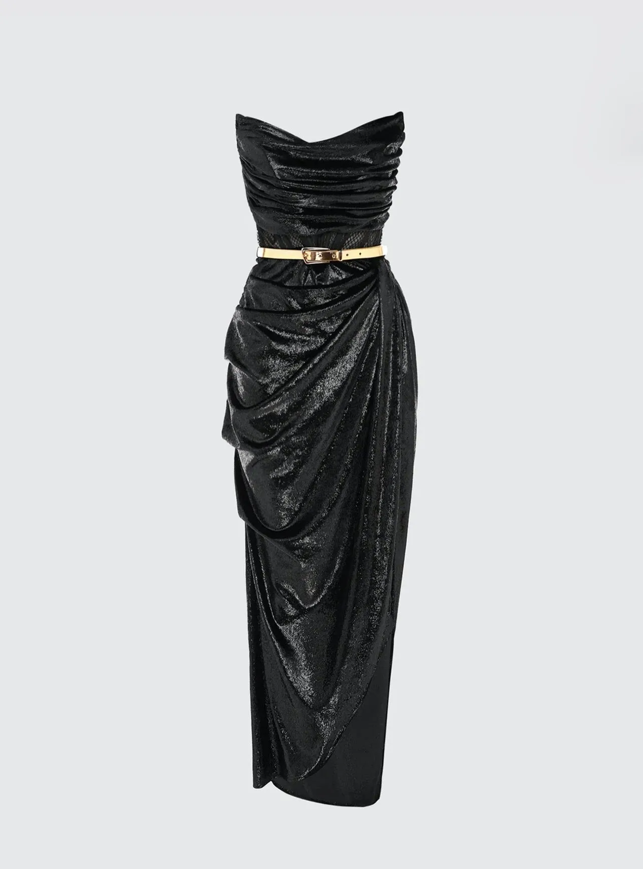 Leo Lin Madelyn Velvet Draped Split Dress