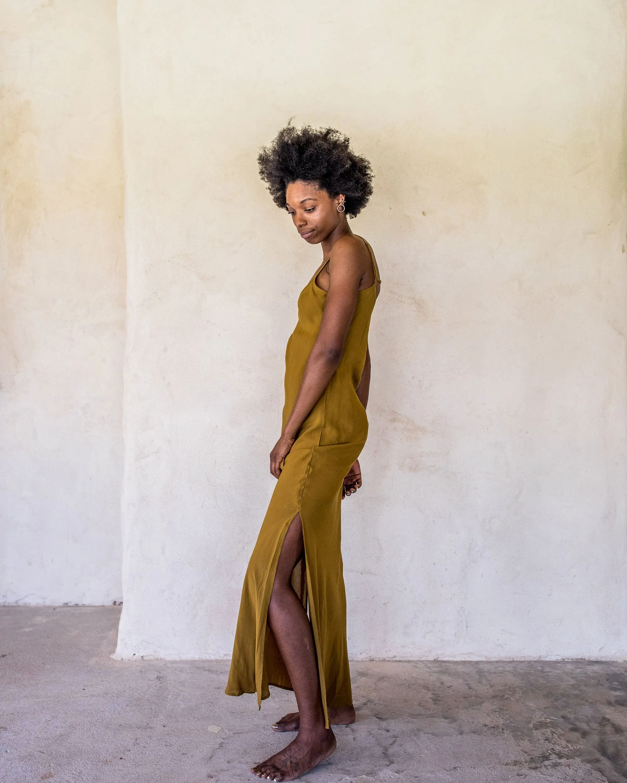 Long Slip Dress - Tumeric