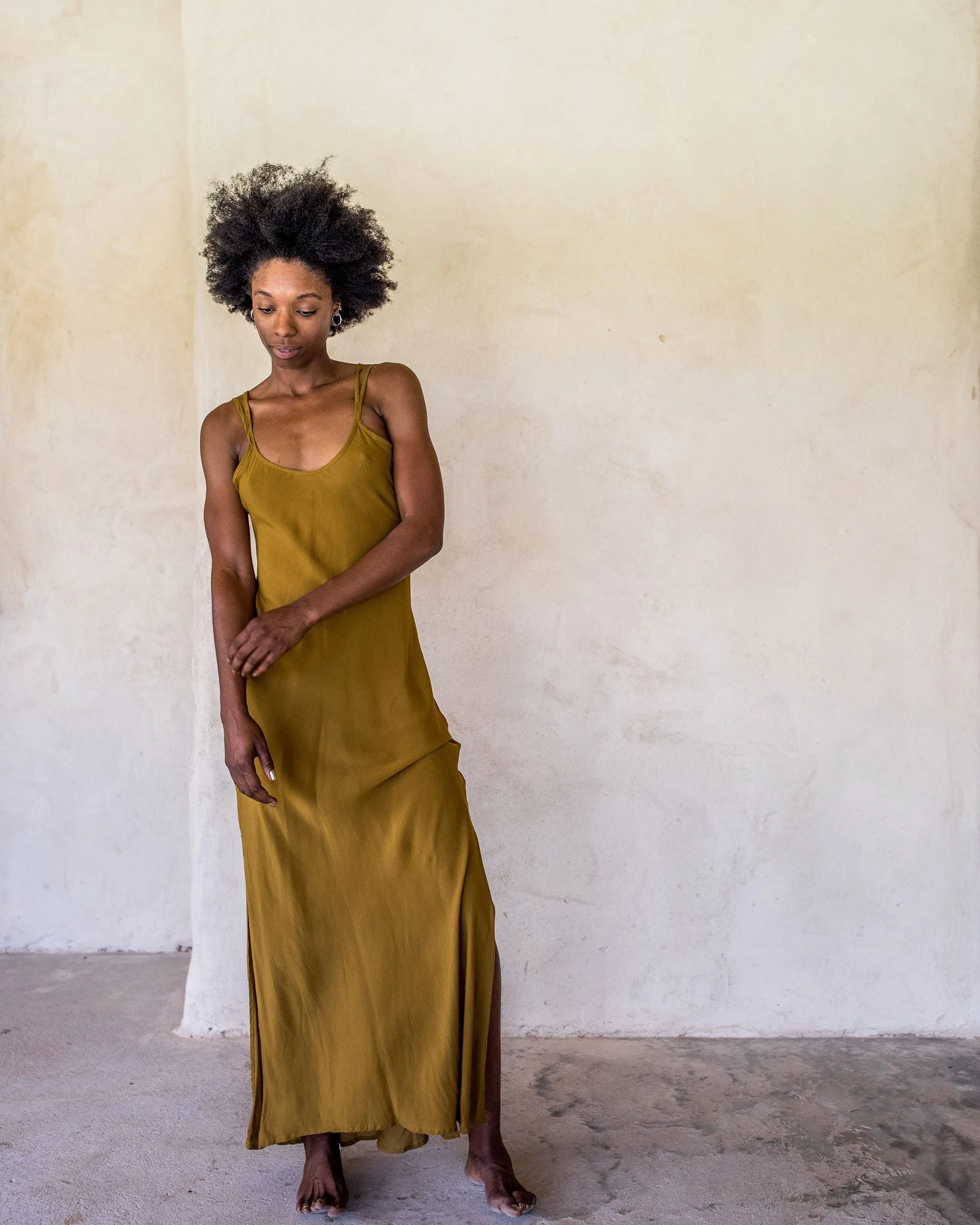 Long Slip Dress - Tumeric