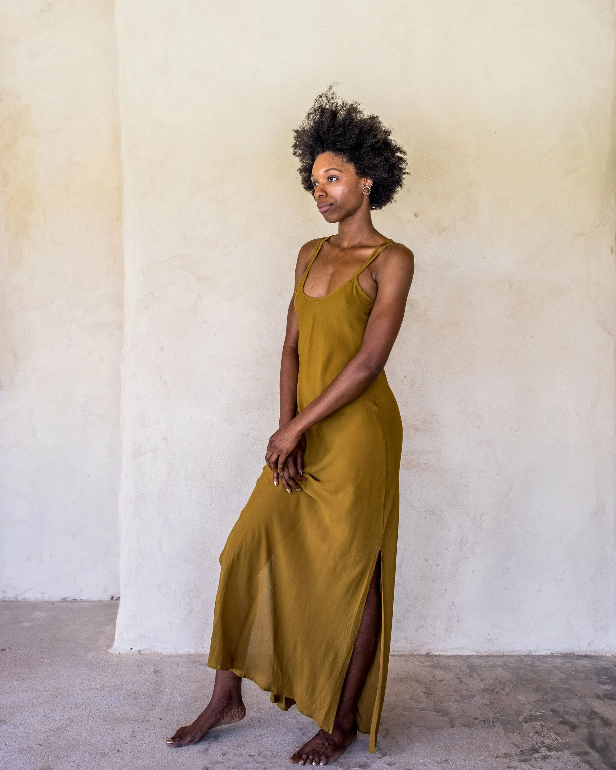 Long Slip Dress - Tumeric