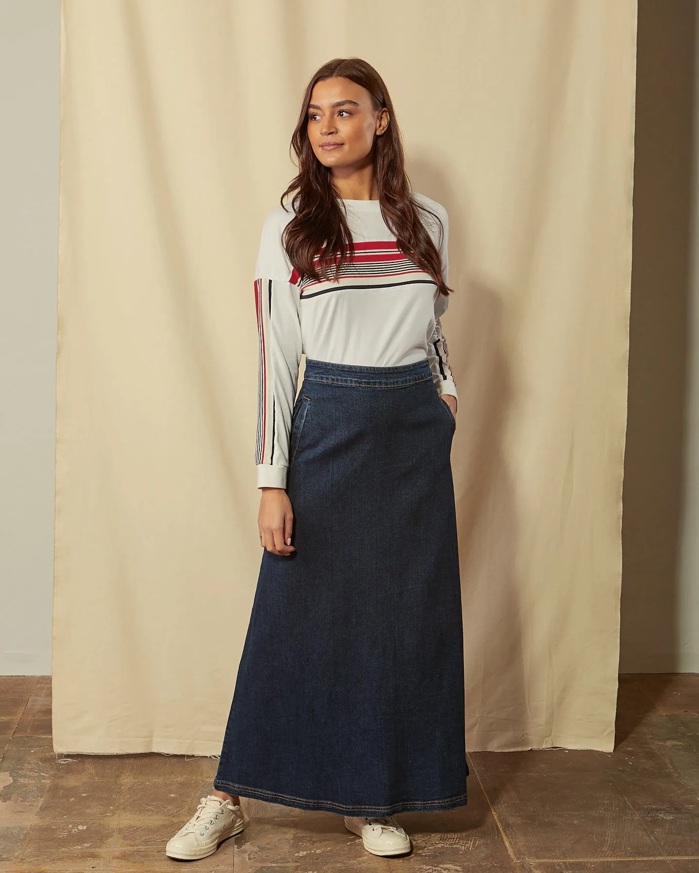 LOTTIE Long Denim Skirt - Darkwash