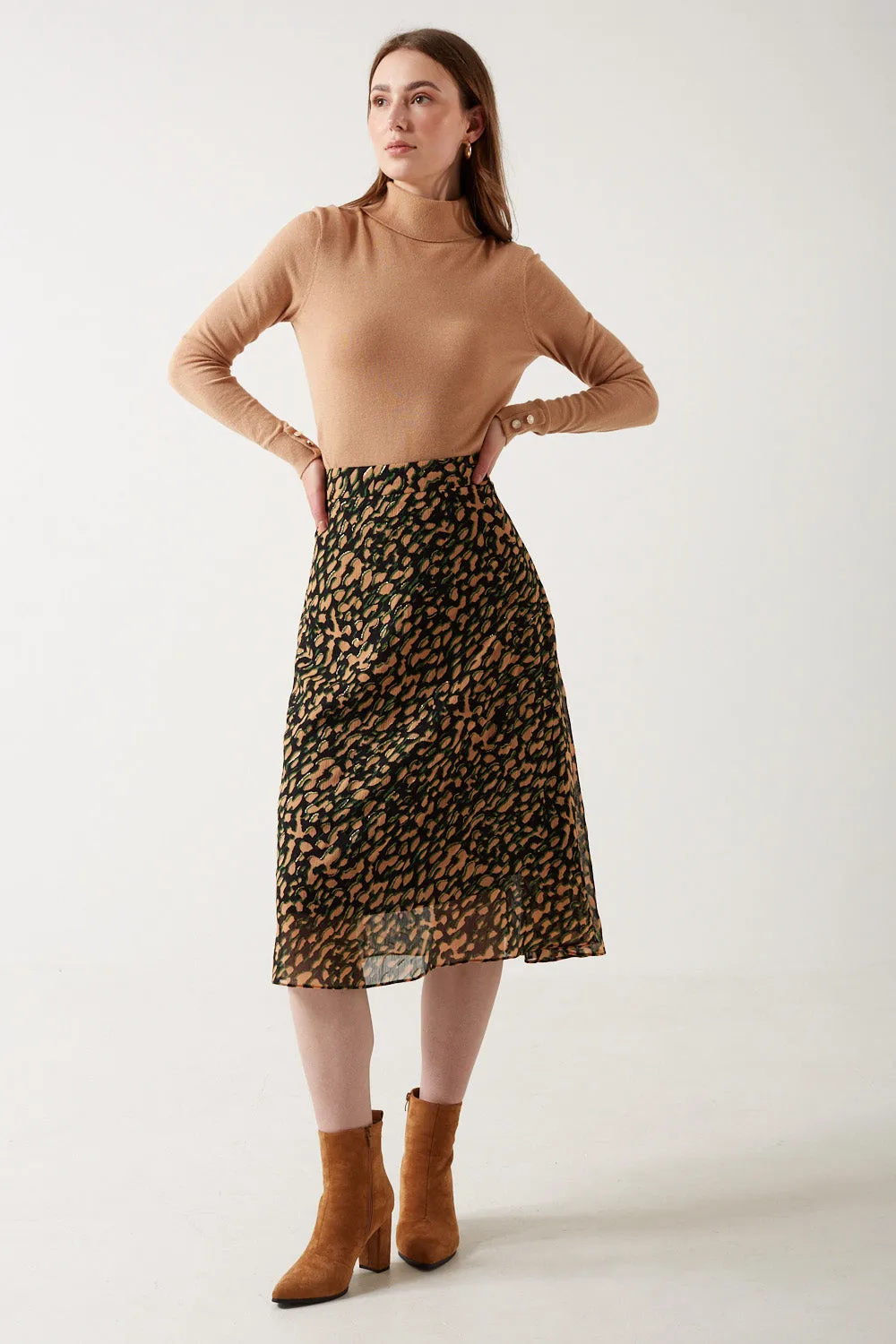 Marc Angelo Leopard A-Line Skirt