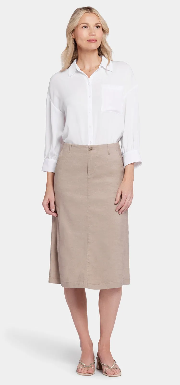 Marilyn A-Line Skirt Bruin Stretch Linnen | Saddlewood