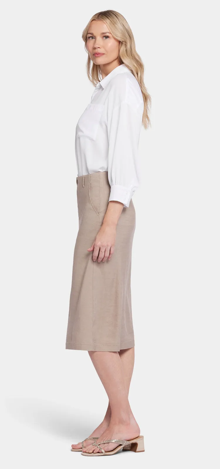 Marilyn A-Line Skirt Bruin Stretch Linnen | Saddlewood