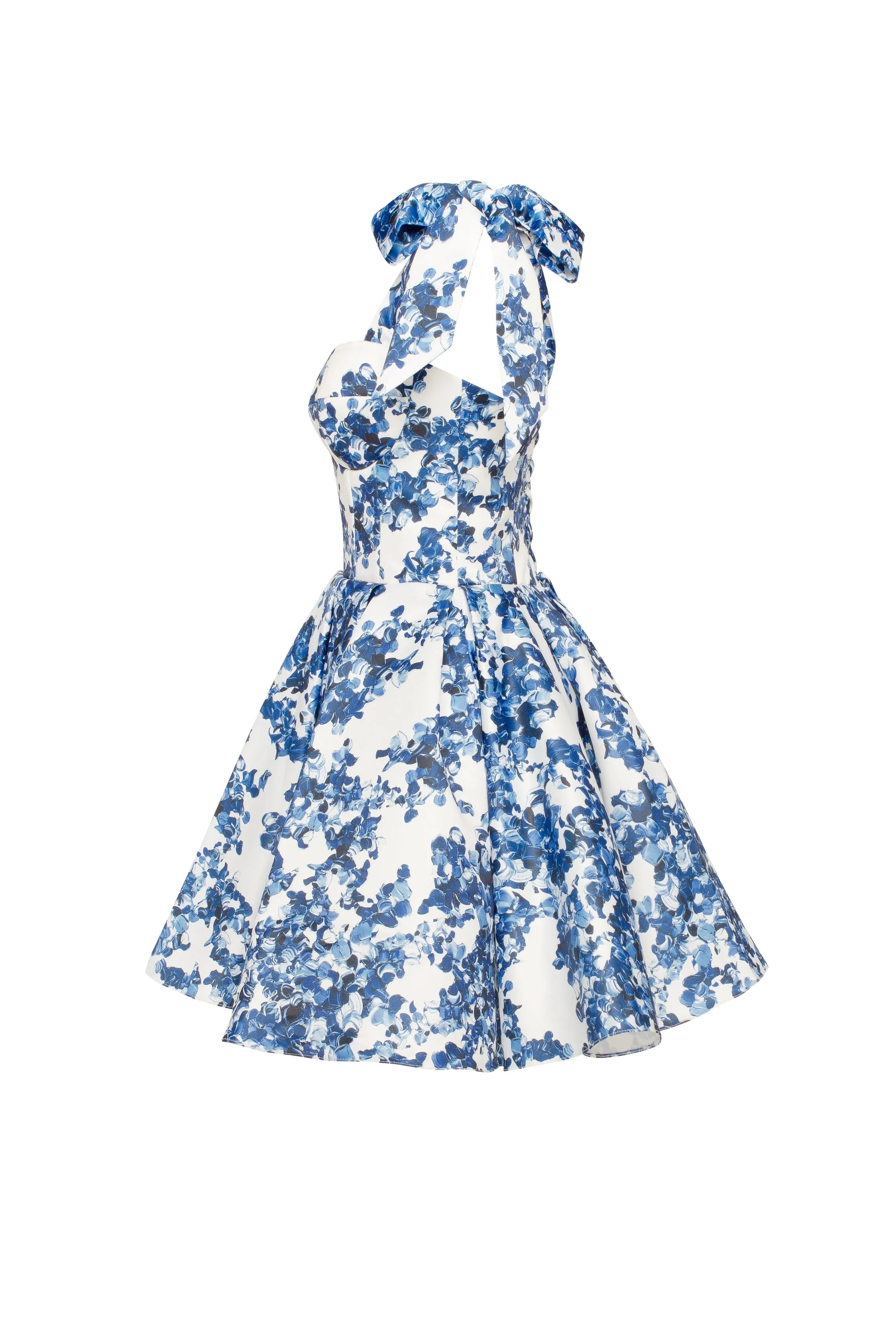 Marvelous blue hydrangea mini dress on straps, Garden of Eden