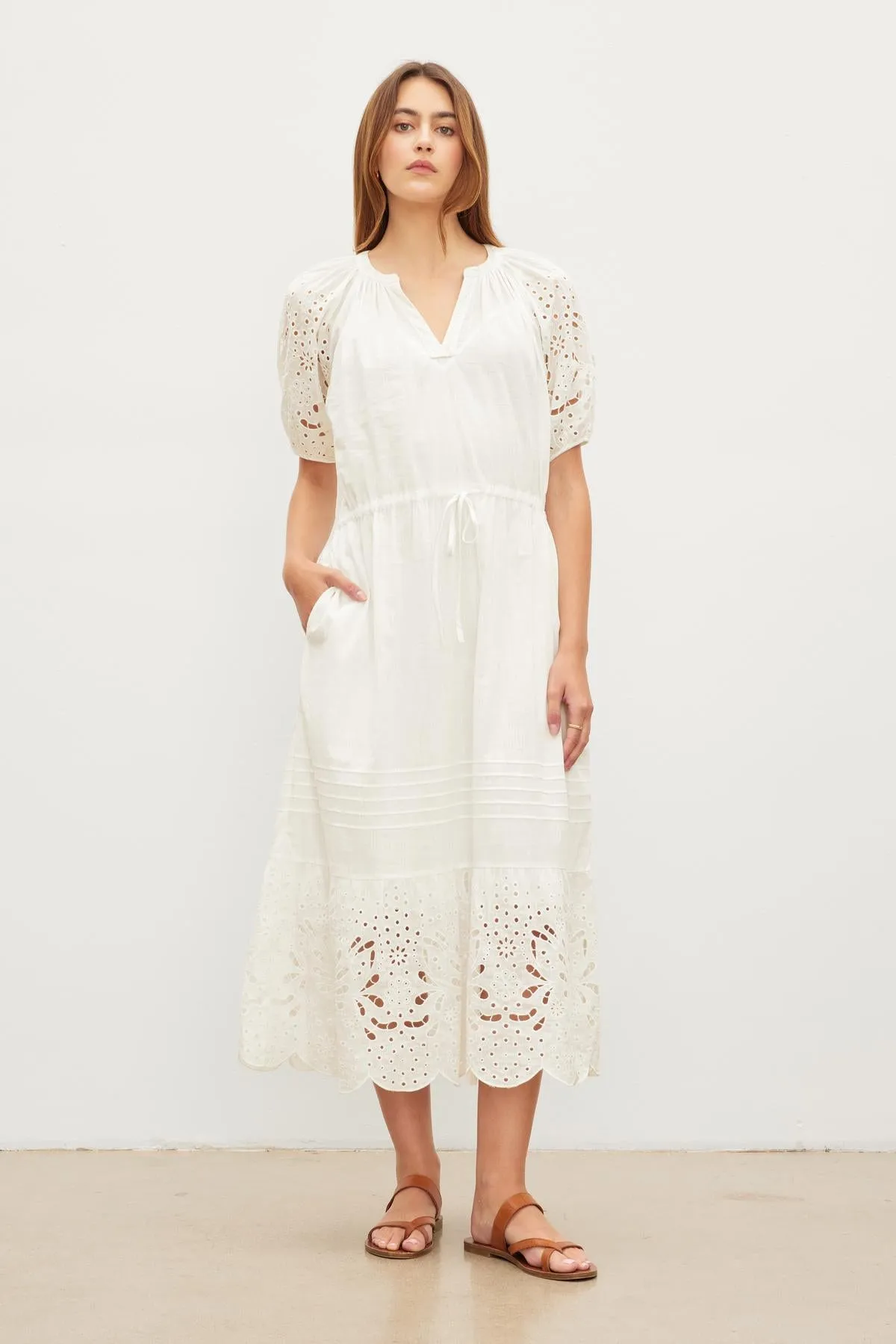 NADIA EMBROIDERED COTTON LACE DRESS