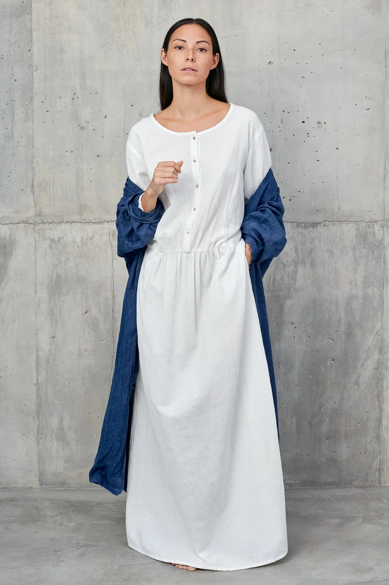 NILA  [ indigo ]  -  nila cotton linen maxi dress