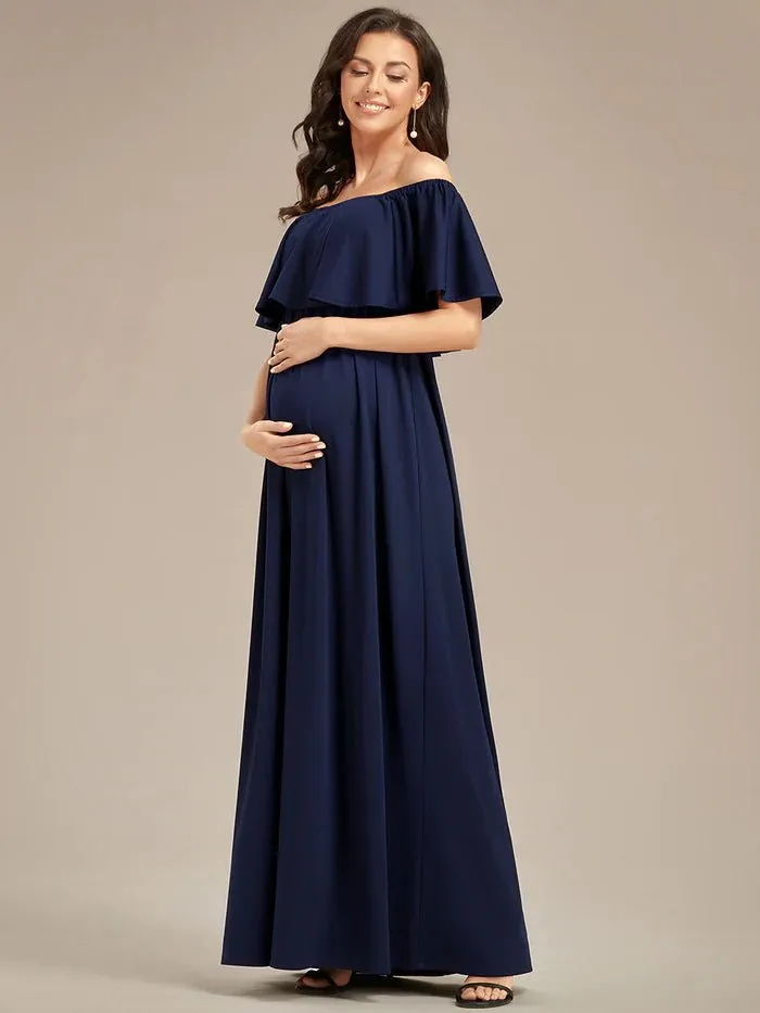 Off Shoulder Pleated A Line Maternity Dresses