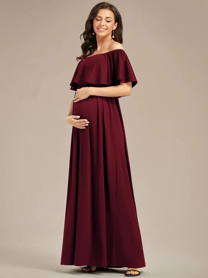 Off Shoulder Pleated A Line Maternity Dresses