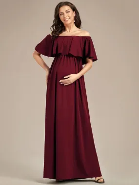 Off Shoulder Pleated A Line Maternity Dresses