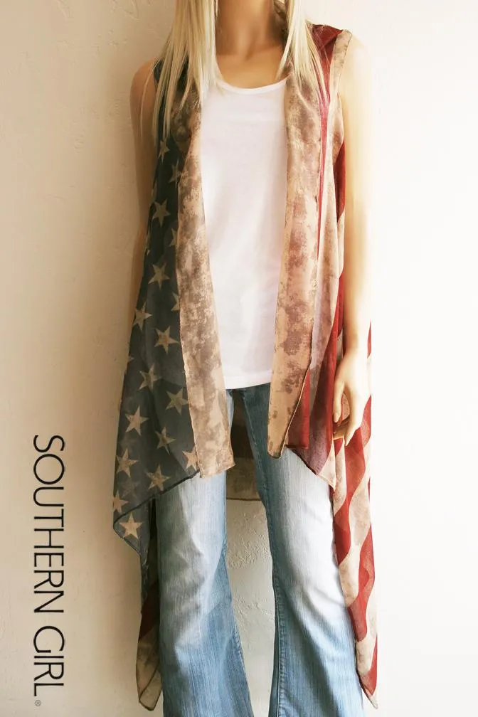 "Southern Girl's Rock" Vintage American Flag Vest