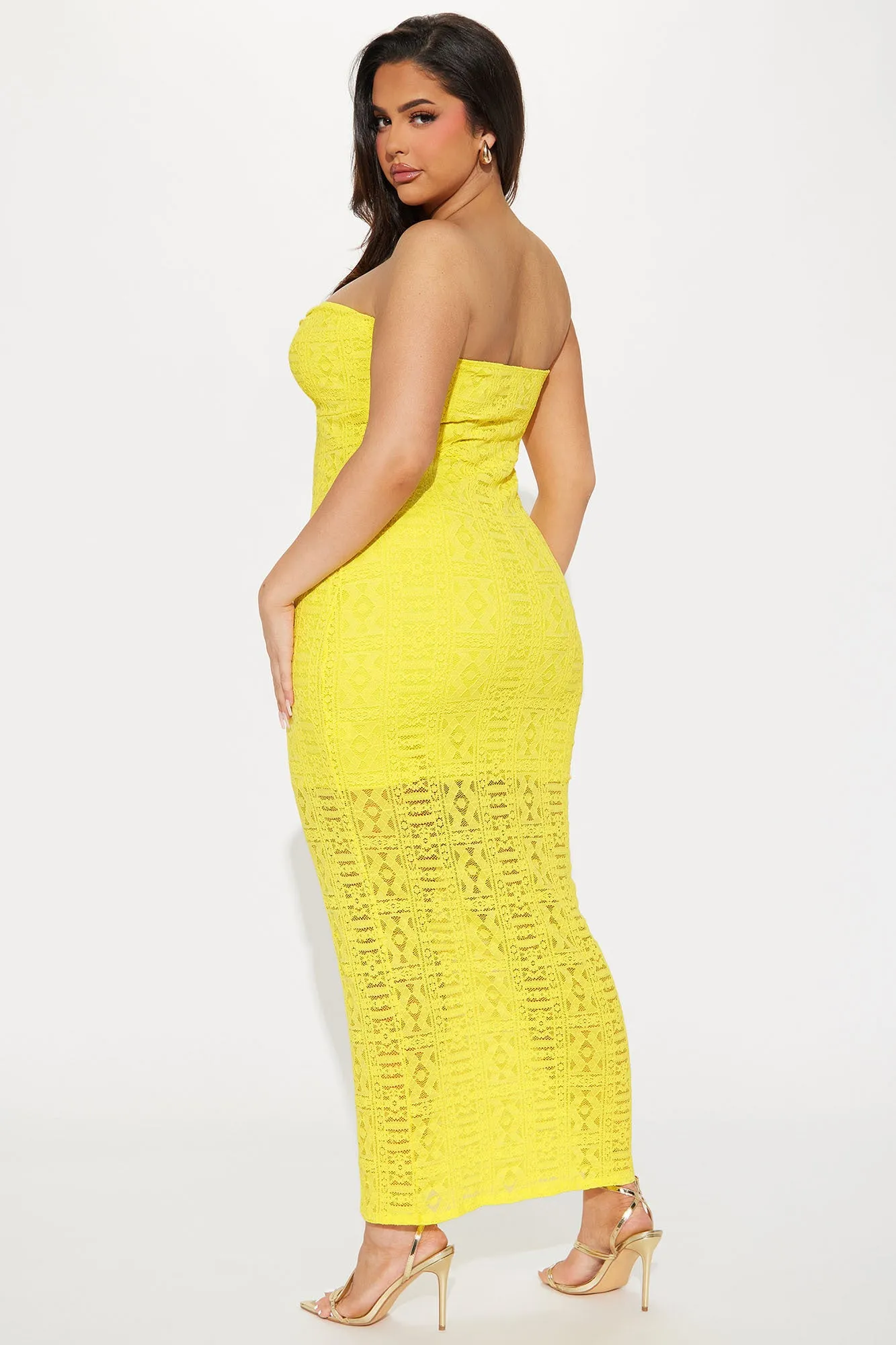 Riley Lace Maxi Dress - Yellow