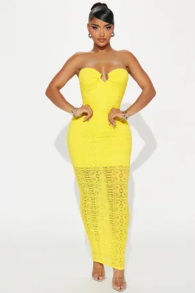 Riley Lace Maxi Dress - Yellow