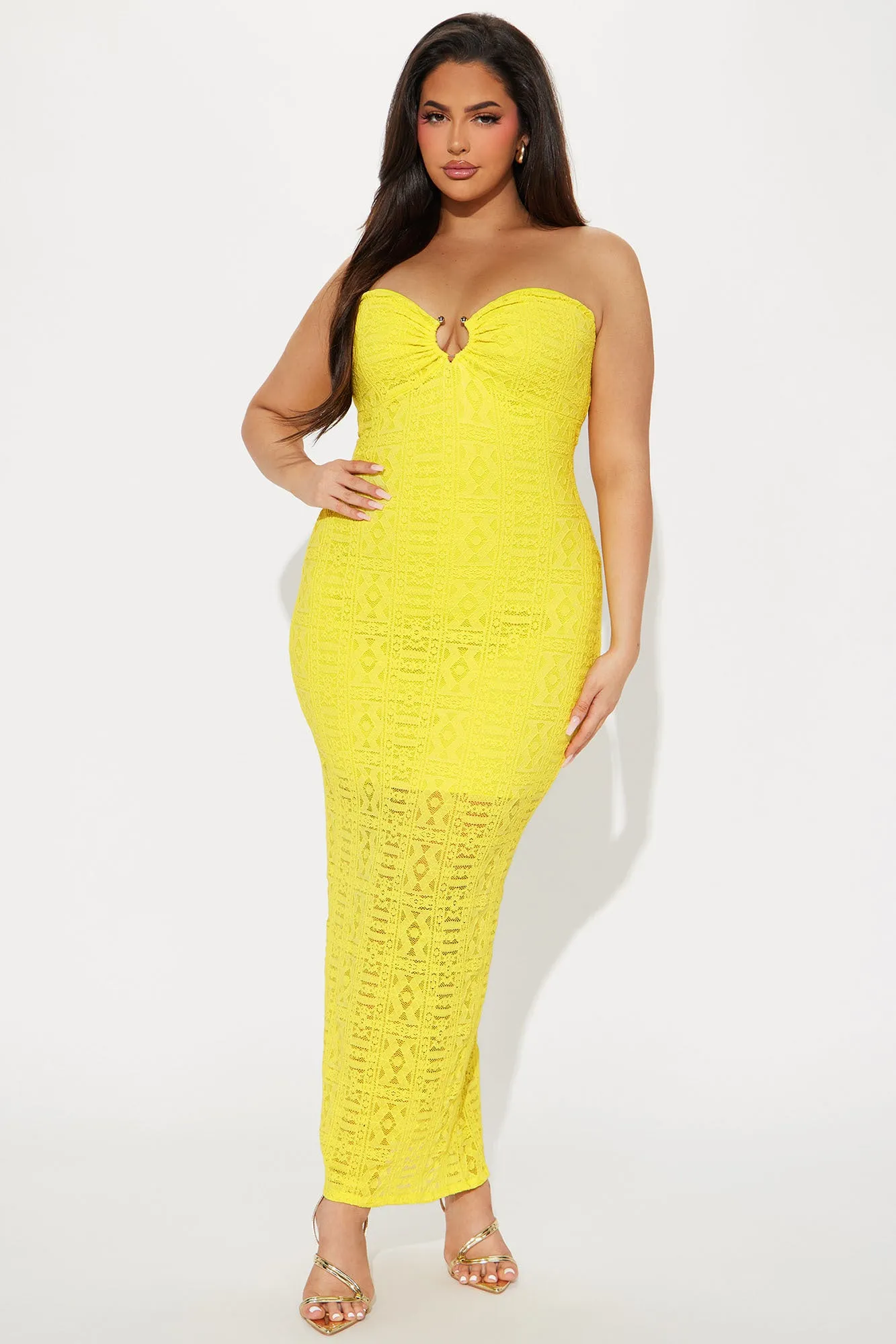 Riley Lace Maxi Dress - Yellow