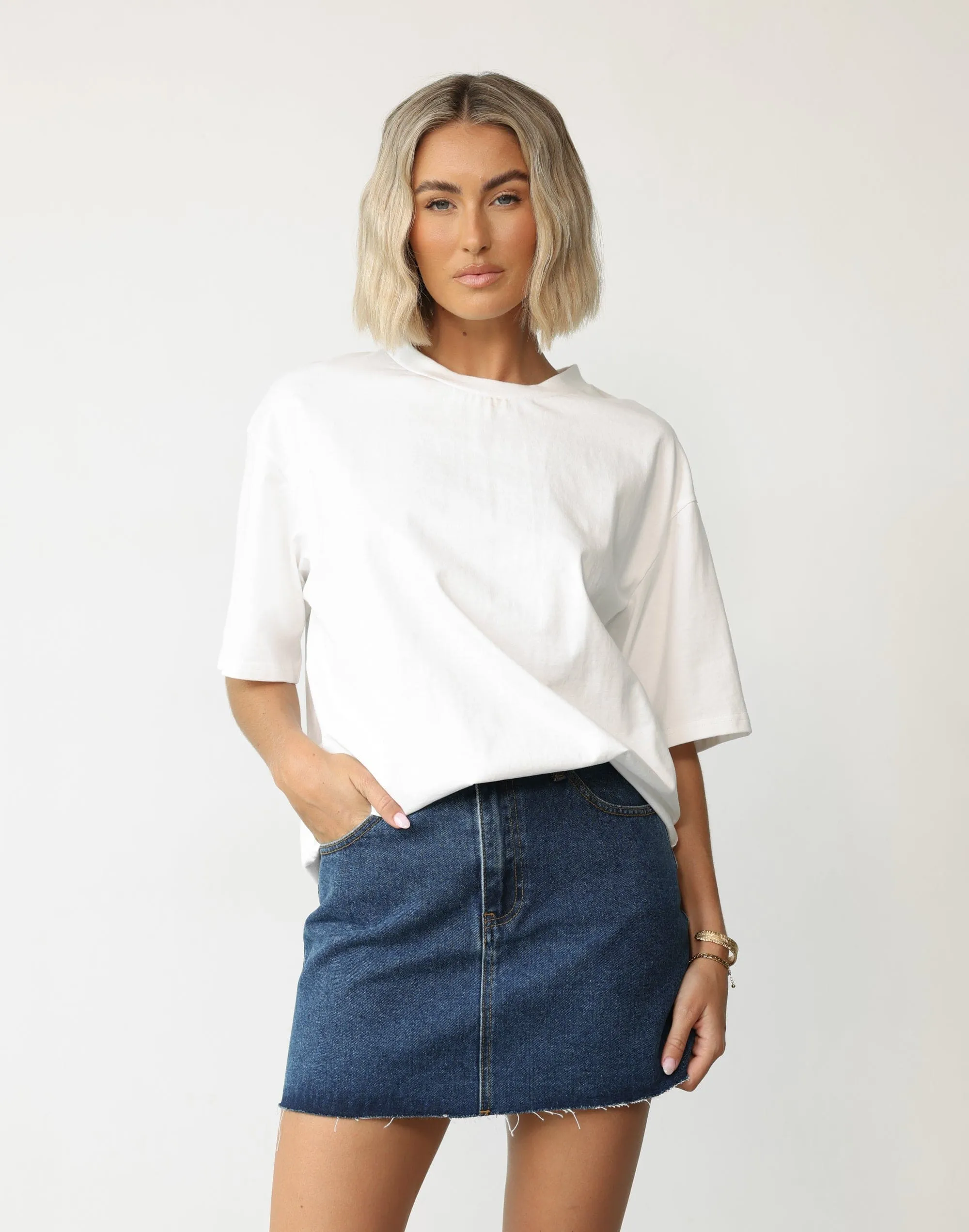 Rowan Denim Mini Skirt (Dark Denim)