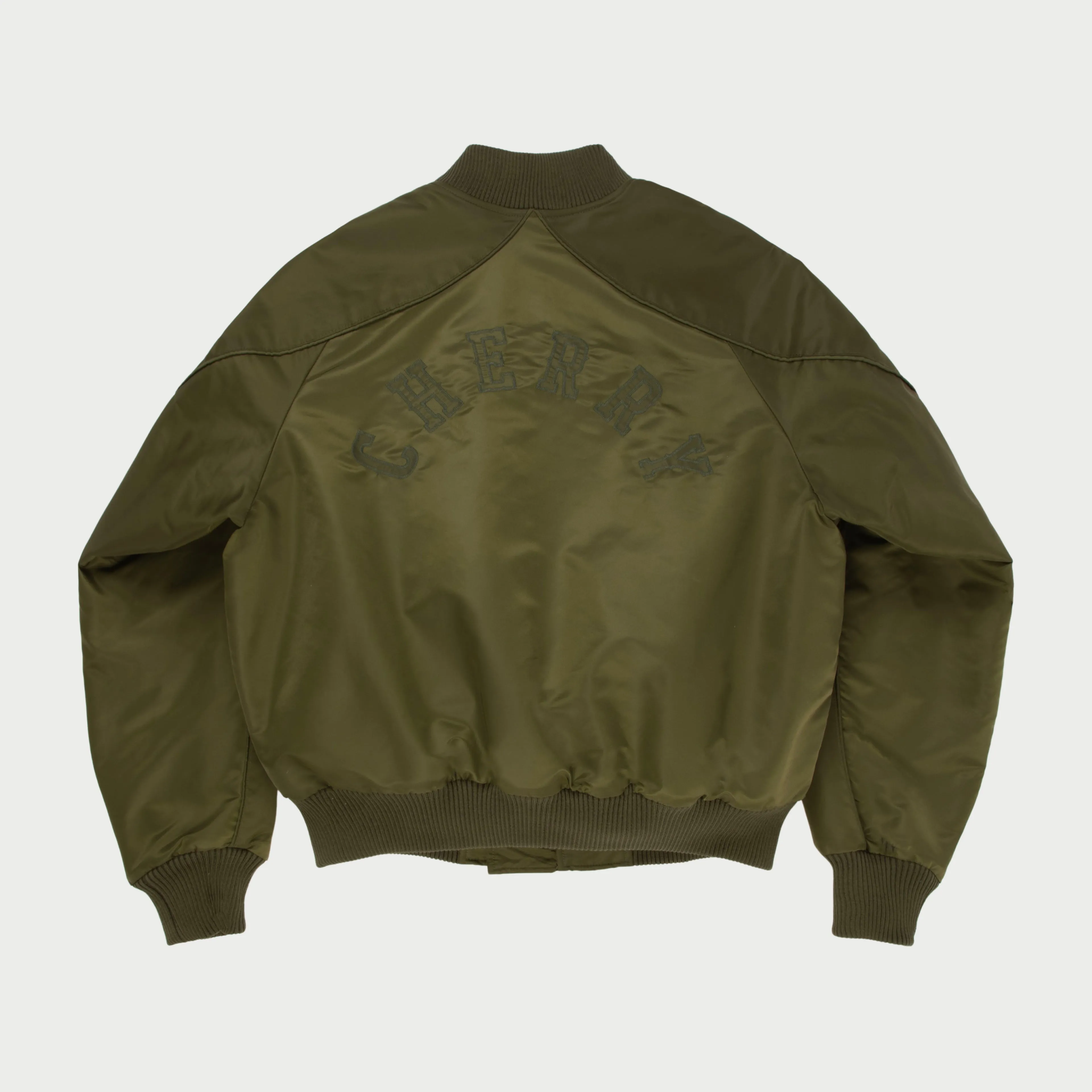 Satin Bomber Jacket (Olive)