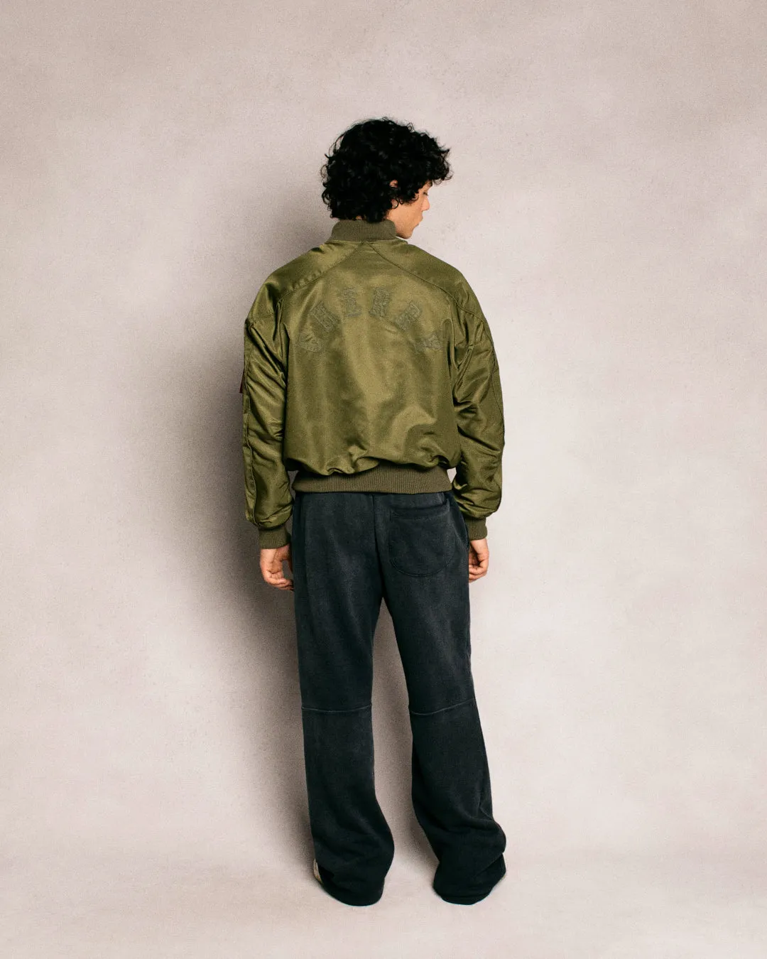 Satin Bomber Jacket (Olive)