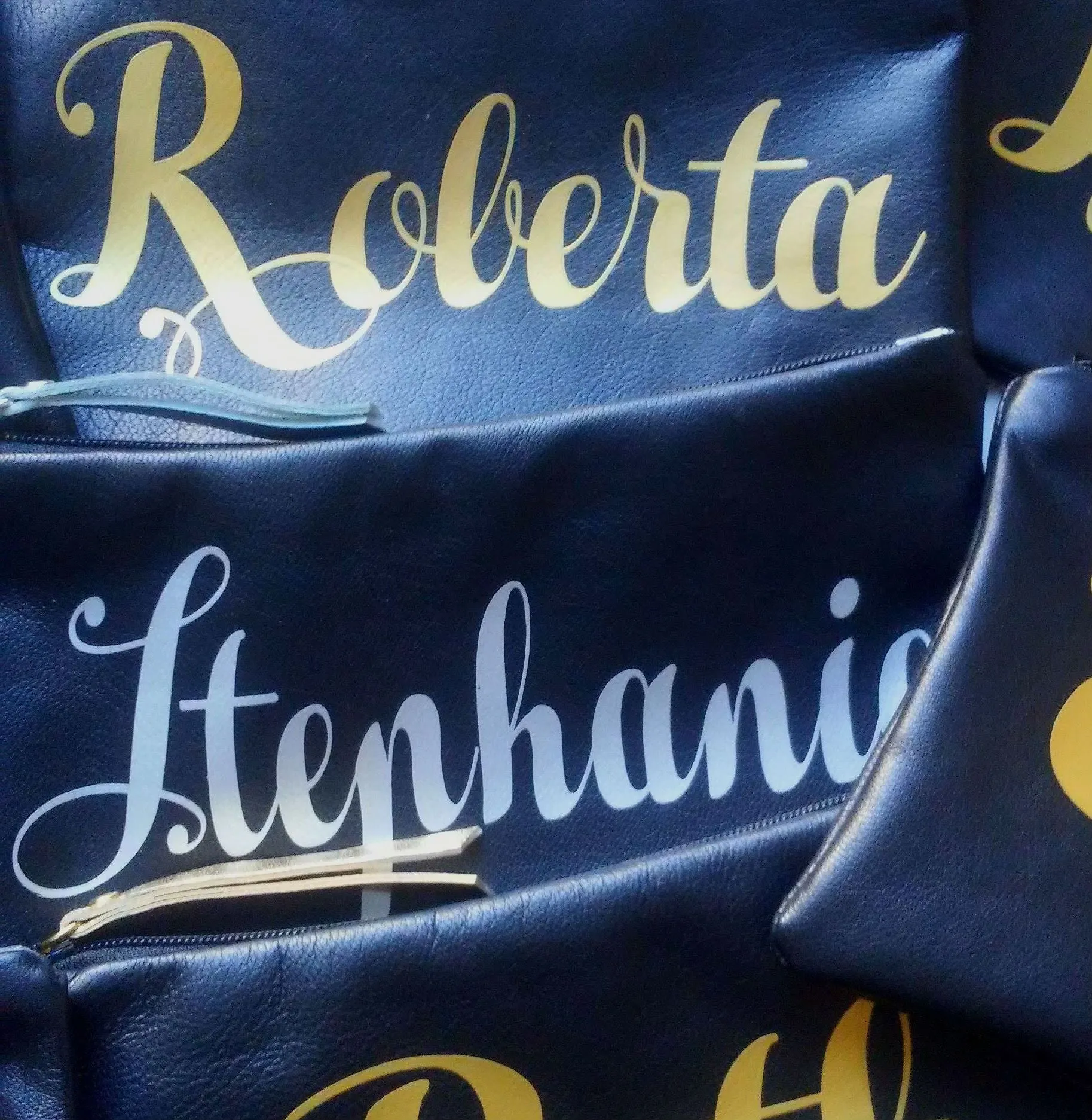 Script Personalised Name Leather Cosmetic Bag