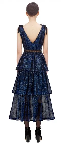 Sequin Check Tiered Dress