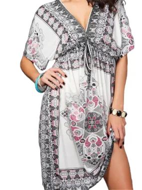 Sexy V-neck Bat sleeve Printed Dress