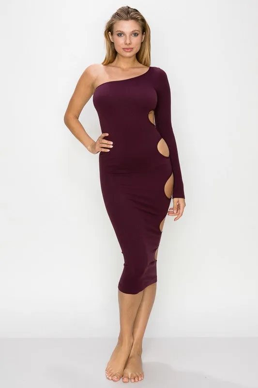 Side Cutout One Shoulder Dress