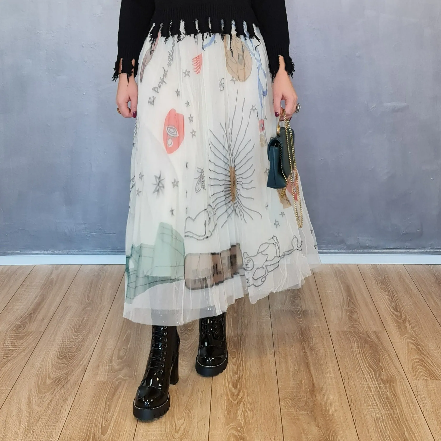 Simple Moderne SauleDu  Layered Tulle Apricot Skirt