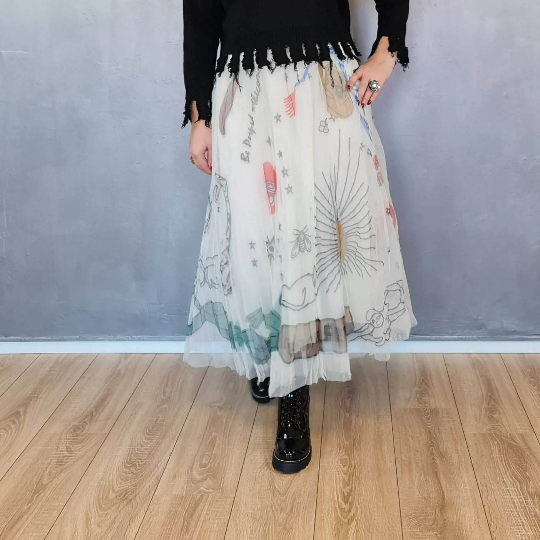 Simple Moderne SauleDu  Layered Tulle Apricot Skirt