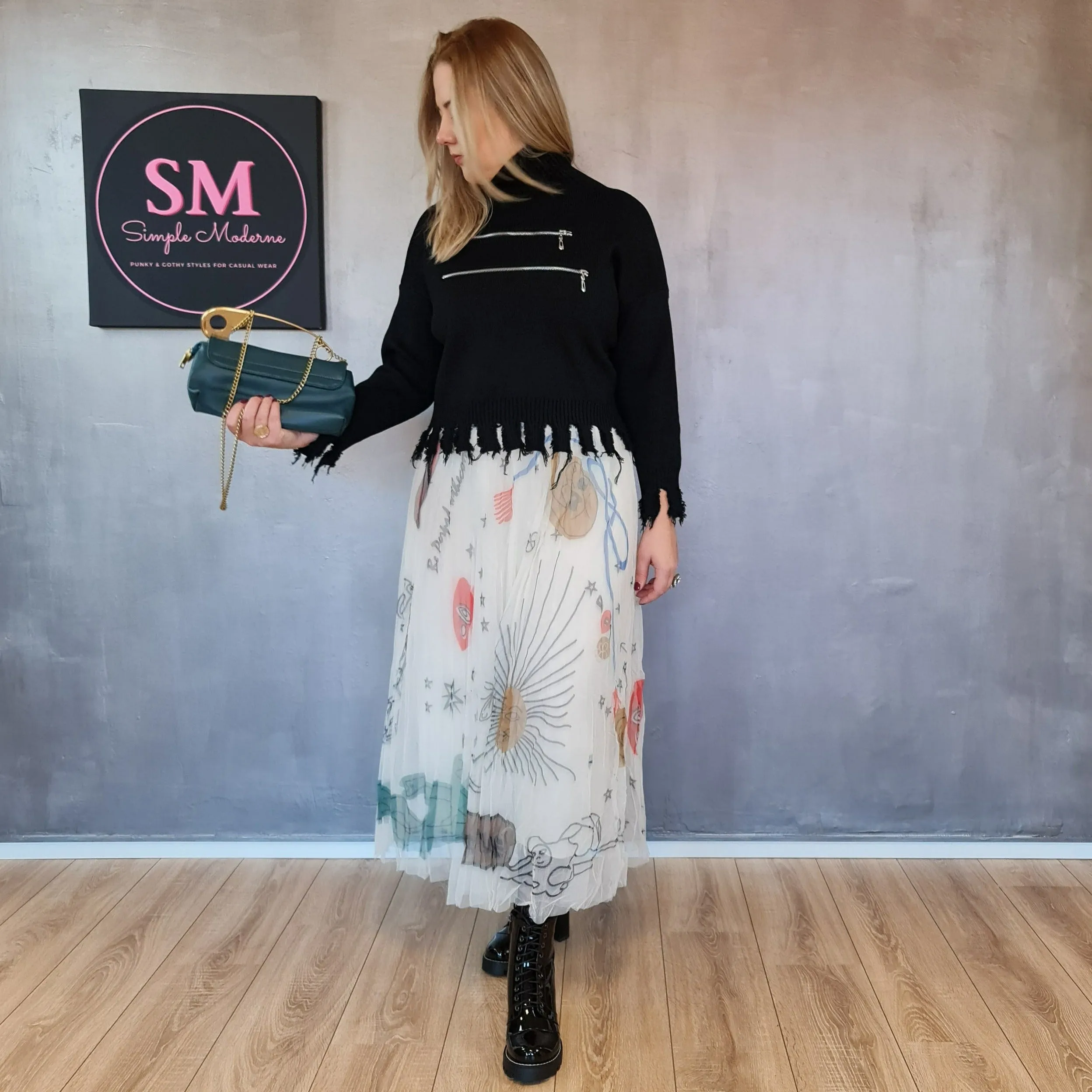 Simple Moderne SauleDu  Layered Tulle Apricot Skirt