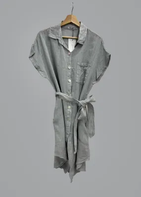 St. John Belted Linen Dress in Silver