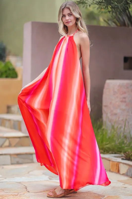 Tie Dye Halter Maxi Dress