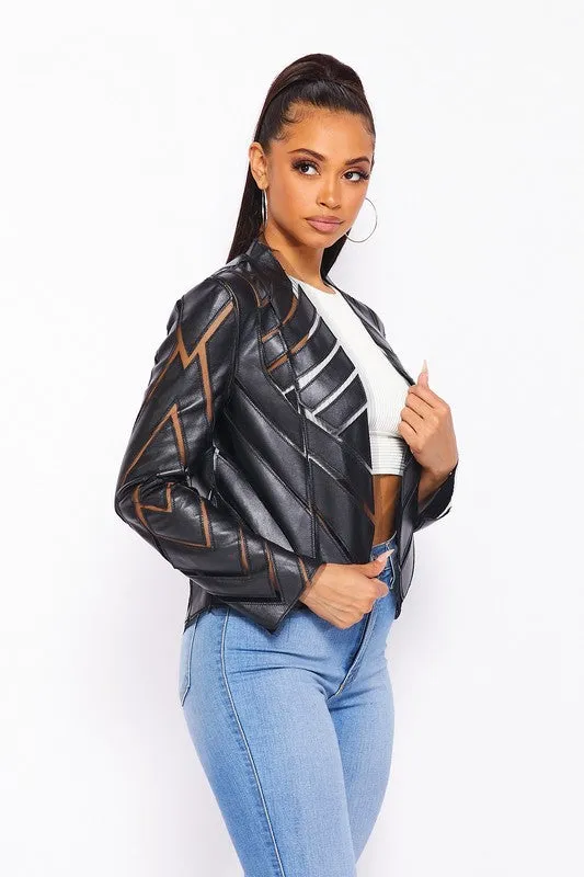 Vegan Leather Patchwork Jacket