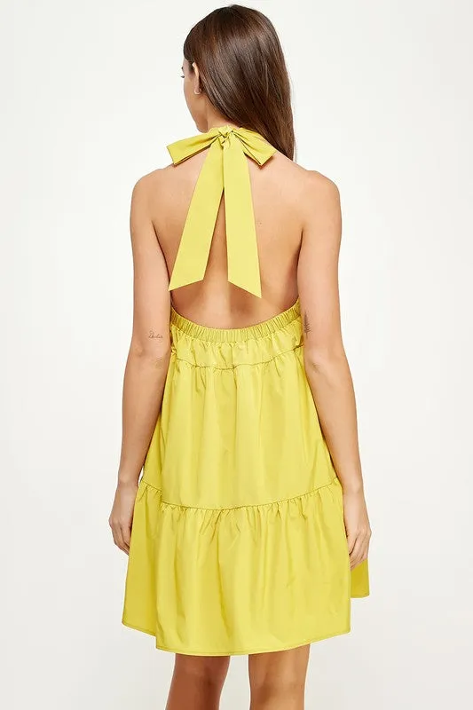 Winchester Halter Dress, Chartreuse